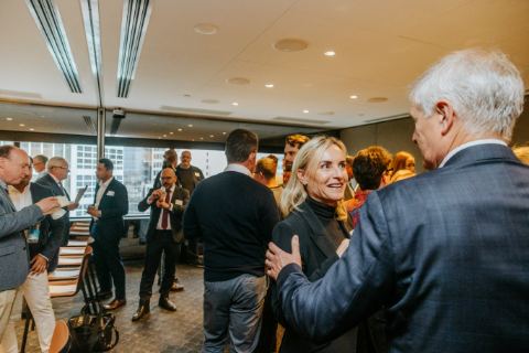 Cuttleflow launch, 10 September 2026, Level 29, 25 Martin Place, Sydney — Greetings before the talk (photograph 02 of 15)