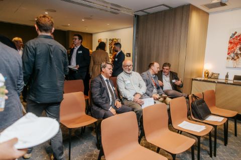 Cuttleflow launch, 10 September 2026, Level 29, 25 Martin Place, Sydney — The front rows, before the talk (photograph 05 of 15)