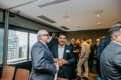 Cuttleflow launch, 10 September 2026, Level 29, 25 Martin Place, Sydney — By the window, afterwards (photograph 10 of 15)